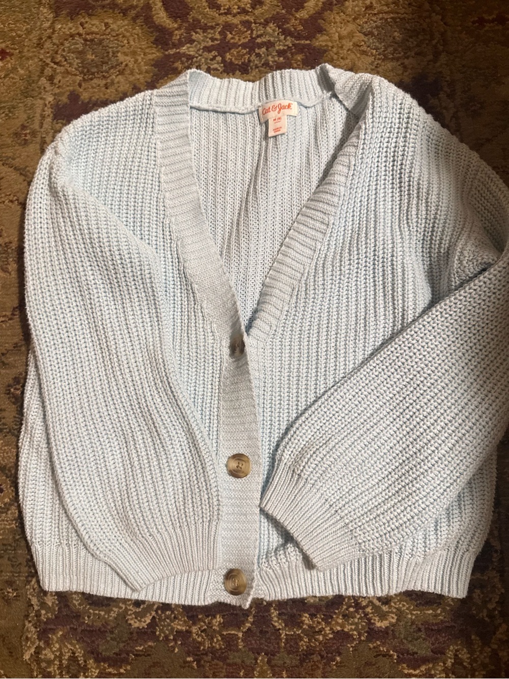 Cat & Jack Pale Blue Chunky Knit Button-Front Cardigan